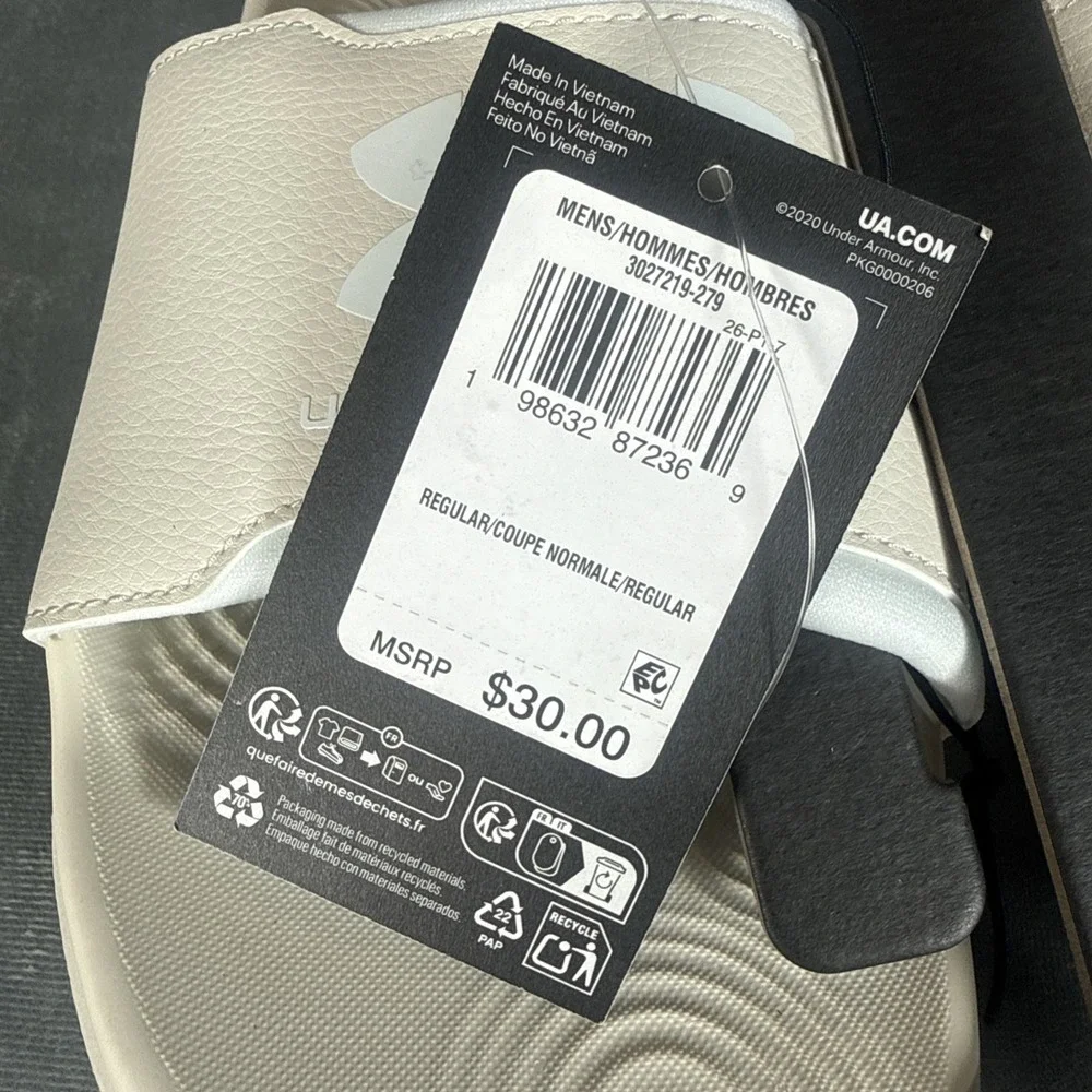 Under Armour Ignite Select Slides Men's Size 10 Sand Beige Comfort Sandals NWT